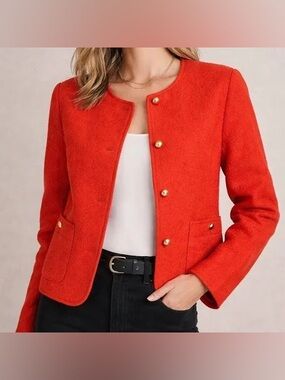 Talbots 16 Plus Size Berkshire Wool Blend Jacket Gold Buttons